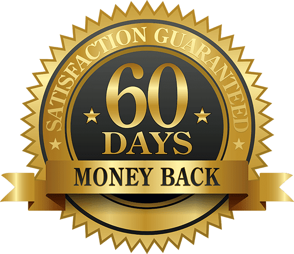 Official GlycoHarmony sixty days money back satisfaction guarantee gold badge symbol for risk free shopping.
